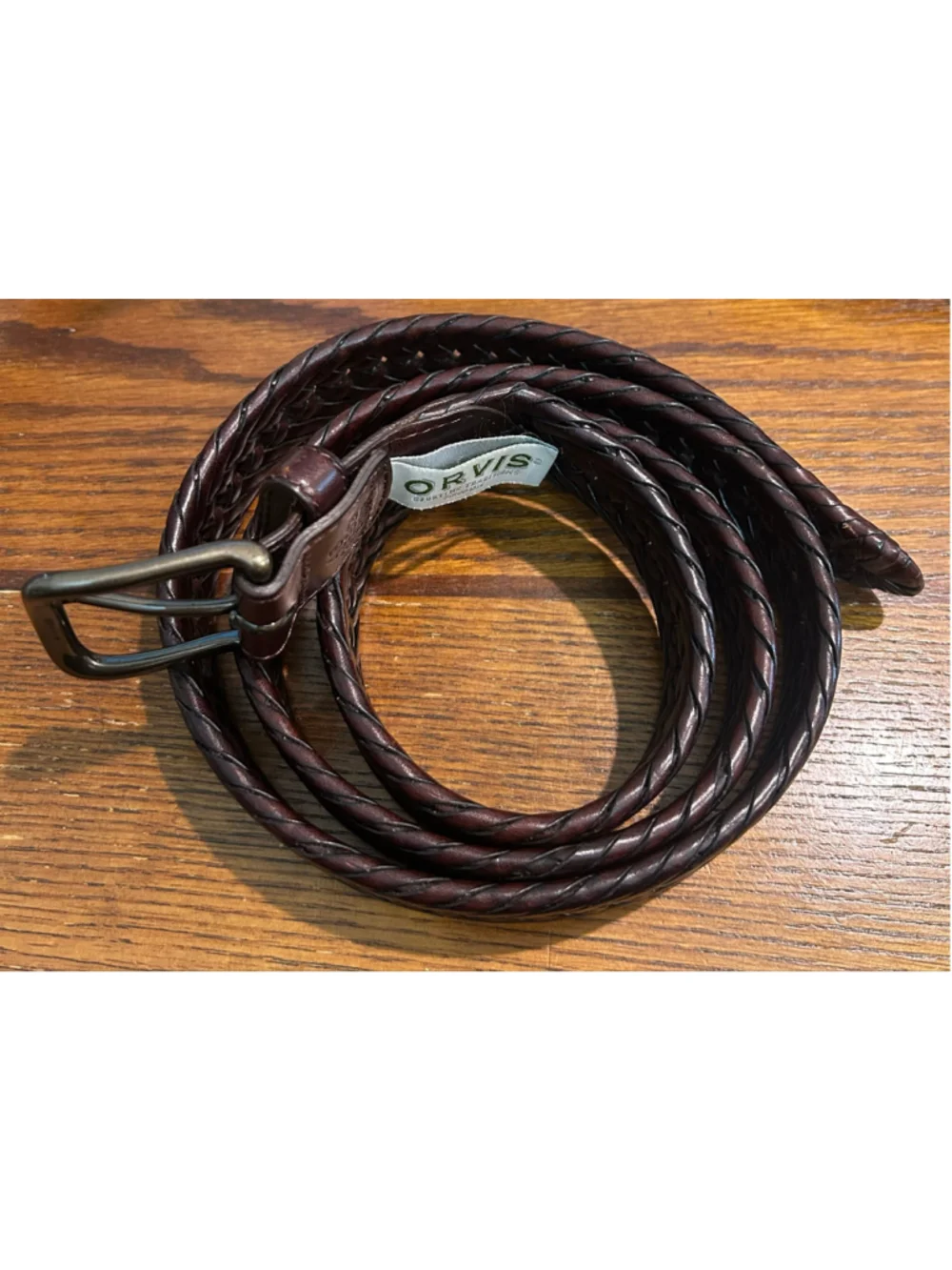 Men's Orvis Braided Leather Belt Brown waist 46